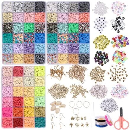 72 Farben 11520 Stück Perlen Set Zum Auffädeln, 6mm Perlen für Armbänder, ，bubble tea perlen,Perlenset Polymer Clay Beads für DIY Schmuck Halskette Ohrringe Kette für Kinder Erwachsene  
